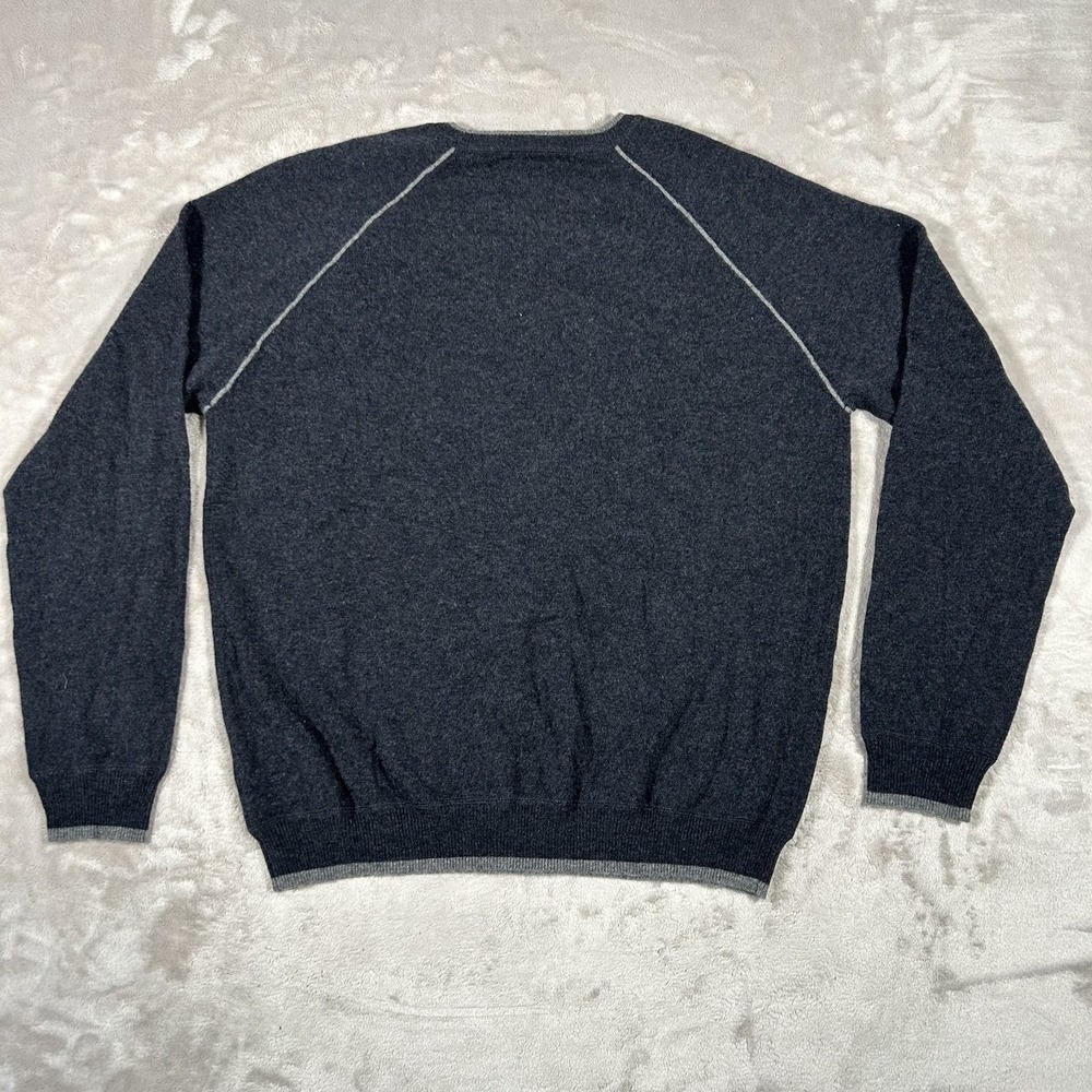 Hammacher Schlemmer Washable Cashmere Sweater Mens XL Navy Blue Preppy Crewneck - Picture 6 of 12